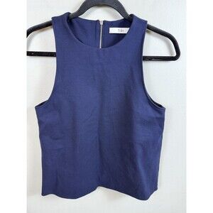 Tibi Women’s Top Blouse Navy Blue Sleeveless Size Medium Tank Structured